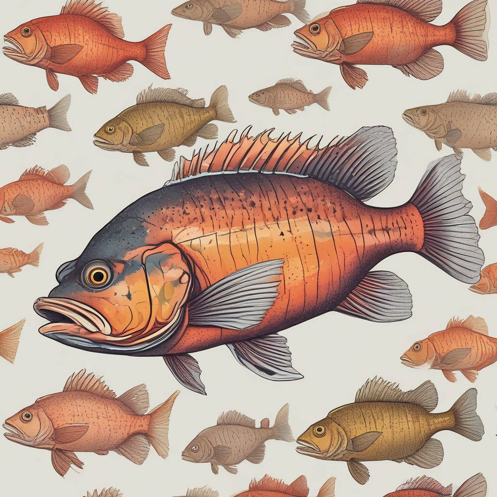 Colorful illustration about rockfish species
